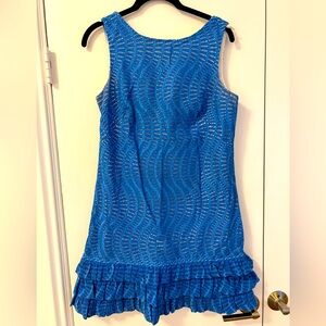 Lilly Pulitzer Blue Eyelet Sleeveless Ruffle Trim Dress Women’s Size 4
